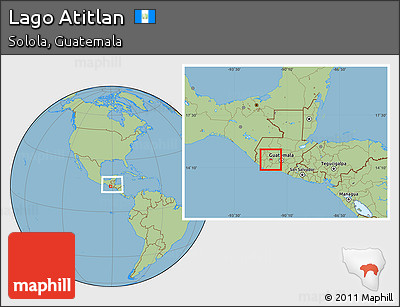 Savanna Style Location Map of Lago Atitlan, within the entire country