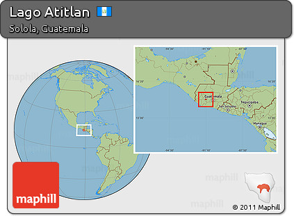 Savanna Style Location Map of Lago Atitlan
