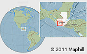 Savanna Style Location Map of Lago Atitlan, highlighted country, within the entire country, hill shading