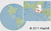Savanna Style Location Map of Lago Atitlan, highlighted country, hill shading