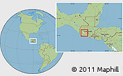 Savanna Style Location Map of Lago Atitlan, highlighted parent region, within the entire country