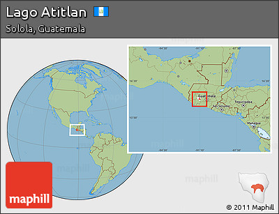 Savanna Style Location Map of Lago Atitlan, highlighted parent region