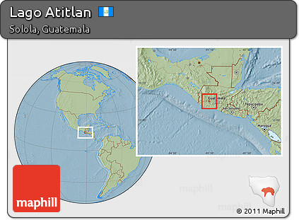 Savanna Style Location Map of Lago Atitlan, hill shading