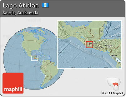 Savanna Style Location Map of Lago Atitlan, hill shading