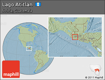 Savanna Style Location Map of Lago Atitlan, hill shading