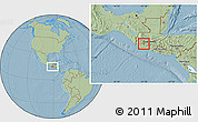 Savanna Style Location Map of Lago Atitlan, hill shading