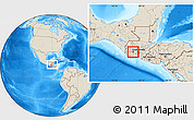 Shaded Relief Location Map of Lago Atitlan, within the entire country
