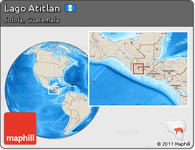 Shaded Relief Location Map of Lago Atitlan