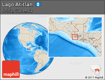 Shaded Relief Location Map of Lago Atitlan