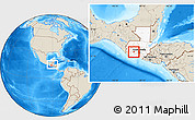 Shaded Relief Location Map of Lago Atitlan, highlighted country, within the entire country