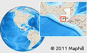 Shaded Relief Location Map of Lago Atitlan, highlighted country, highlighted parent region