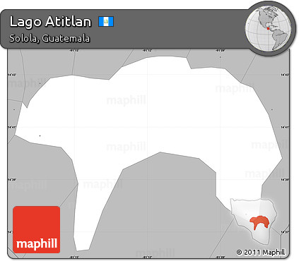 Gray Simple Map of Lago Atitlan