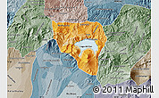Political Shades Map of Solola, semi-desaturated