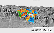 Political Panoramic Map of Solola, desaturated