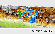 Political Panoramic Map of Solola, physical outside