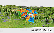 Political Panoramic Map of Solola, satellite outside
