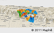 Political Panoramic Map of Solola, shaded relief outside