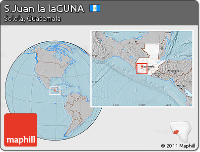 Gray Location Map of S.Juan La LaGUNA, highlighted country, hill shading