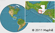 Satellite Location Map of S.Juan la laGUNA, highlighted country