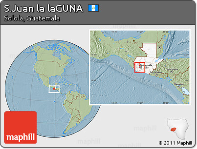 Savanna Style Location Map of S.Juan La LaGUNA, highlighted country, highlighted parent region, hill shading
