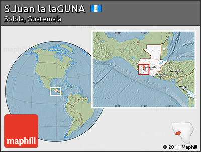 Savanna Style Location Map of S.Juan La LaGUNA, highlighted country, highlighted parent region, hill shading