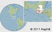 Savanna Style Location Map of S.Juan la laGUNA, highlighted country, highlighted parent region, hill shading