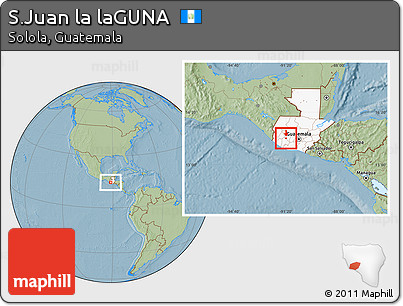 Savanna Style Location Map of S.Juan La LaGUNA, highlighted country, hill shading