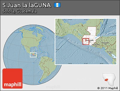 Savanna Style Location Map of S.Juan La LaGUNA, highlighted country, hill shading