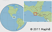 Savanna Style Location Map of S.Juan la laGUNA, highlighted parent region, within the entire country