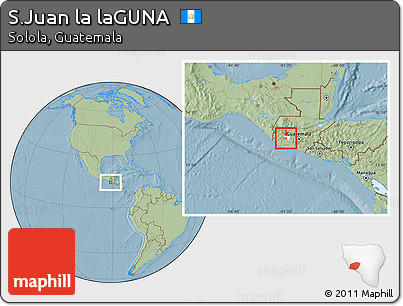 Savanna Style Location Map of S.Juan La LaGUNA, highlighted parent region, hill shading