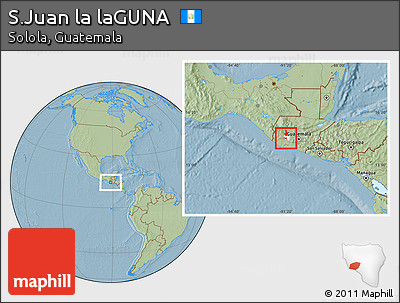 Savanna Style Location Map of S.Juan La LaGUNA, highlighted parent region, hill shading