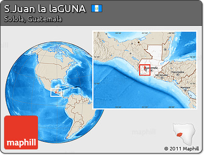 Shaded Relief Location Map of S.Juan La LaGUNA, highlighted country, highlighted parent region