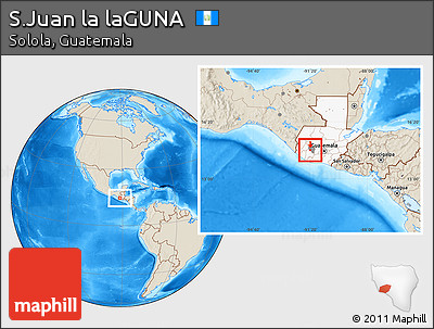 Shaded Relief Location Map of S.Juan La LaGUNA, highlighted country, highlighted parent region