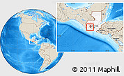 Shaded Relief Location Map of S.Juan la laGUNA, highlighted country, highlighted parent region