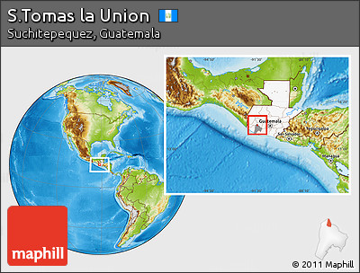 Physical Location Map of S.Tomas La Union, highlighted country, highlighted parent region