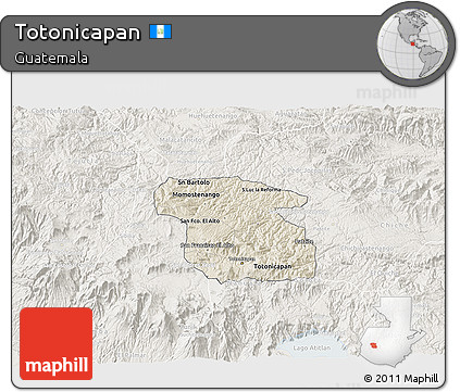 Shaded Relief 3D Map of Totonicapan, lighten