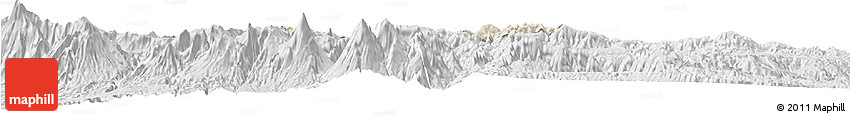 Shaded Relief Horizon Map of Totonicapan, lighten, desaturated