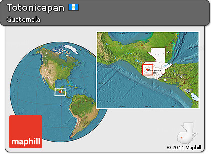 Satellite Location Map of Totonicapan, highlighted country