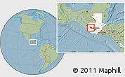 Savanna Style Location Map of Totonicapan, highlighted country, hill shading