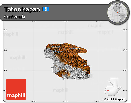 Physical Map of Totonicapan, single color outside