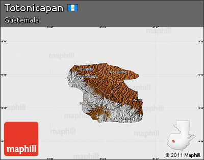 Physical Map of Totonicapan, single color outside
