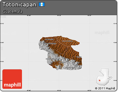 Physical Map of Totonicapan, single color outside