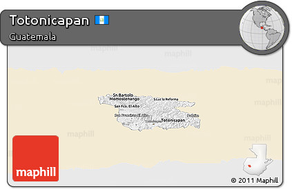 Classic Style Panoramic Map of Totonicapan, single color outside