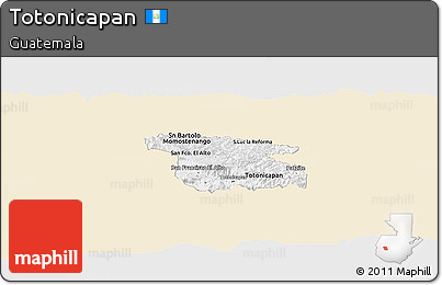 Classic Style Panoramic Map of Totonicapan, single color outside