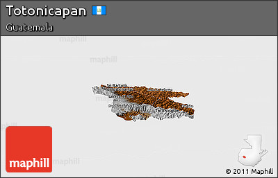 Physical Panoramic Map of Totonicapan, single color outside