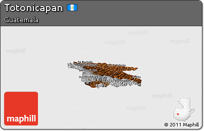 Physical Panoramic Map of Totonicapan, single color outside