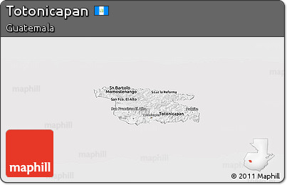 Silver Style Panoramic Map of Totonicapan, single color outside