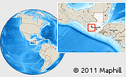 Shaded Relief Location Map of S.Cr.Totonicapan, highlighted country, highlighted parent region