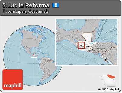 Gray Location Map of S.Luc La Reforma, highlighted country, highlighted parent region, within the entire country, hill shading