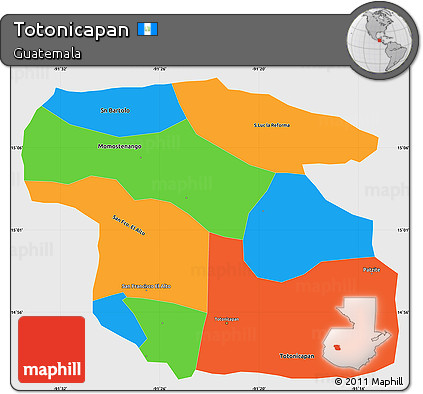 Political Simple Map of Totonicapan, single color outside